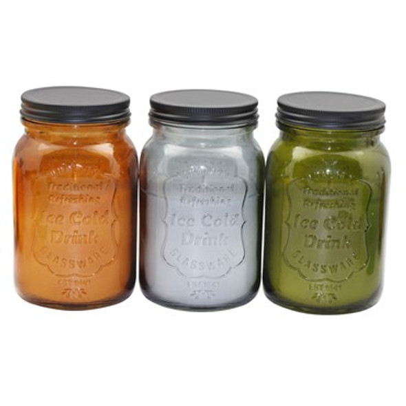 Patio Essentials Citronella Glass Mason Jars Large - Assorted Colors - 20oz