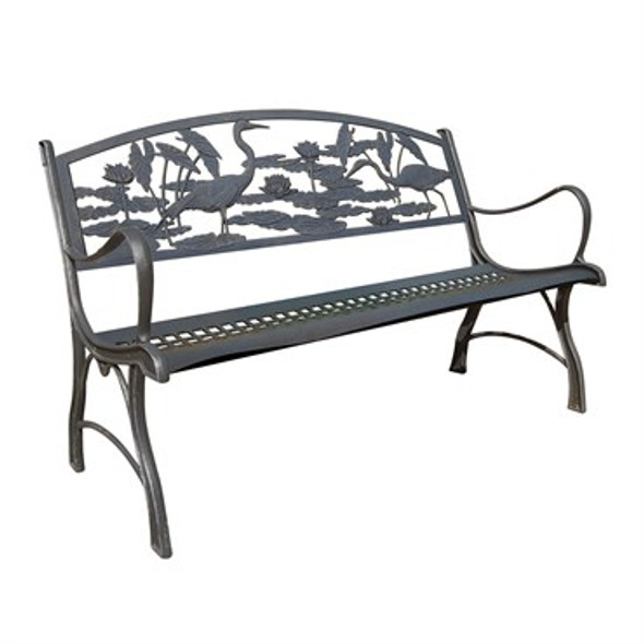 Painted Sky Bench Heron Iron 50.25in W x 36in H x 27in D