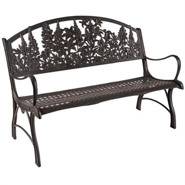 Painted Sky Bench Wildflower Iron 50.25in W x 36in H x 27in D