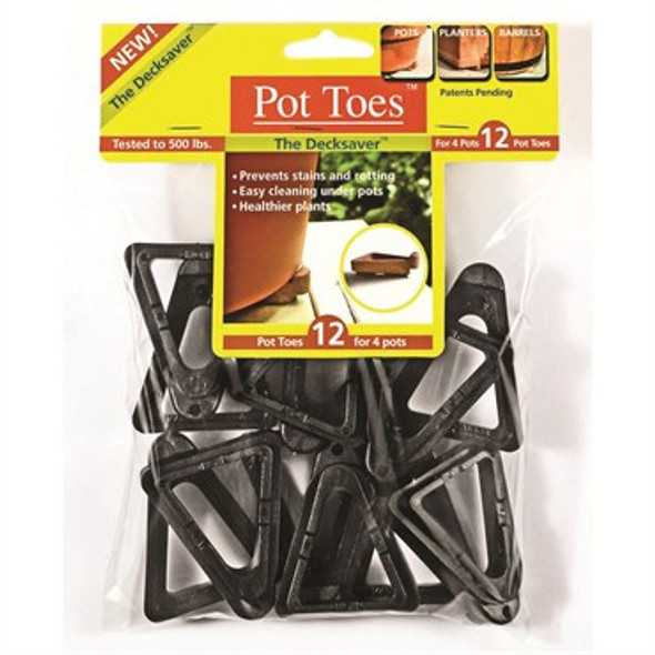 Plant Stand Pot Toes Black - 12pk Bag - Will support four pots