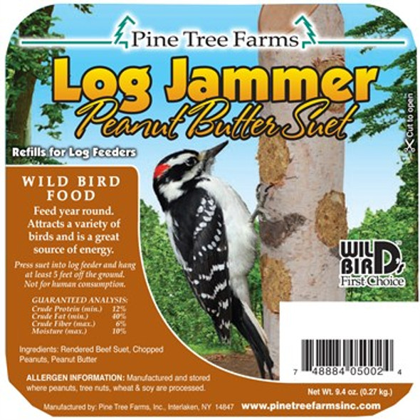 Pine Tree Farms Log Jammers Woodpecker Peanut Suet Plug 9.4oz