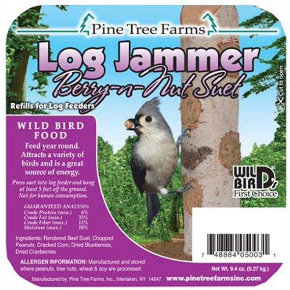 Pine Tree Farms Log Jammers Berry N Nut Suet Plug 9.4oz