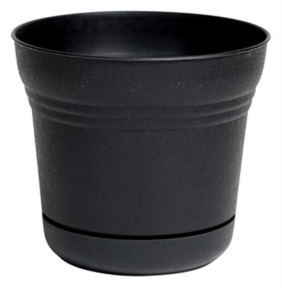 Bloem Saturn Planter Black - 12in Planter - 12.25in Diam x 10.75in H