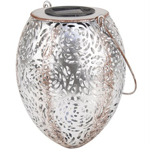 Echo Valley Rose Silhouette Solar Lantern Silver