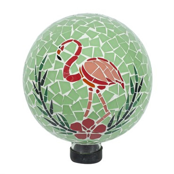 Echo Valley Gazing Globe - Mosaic Glass Pink Flamingo - 10in