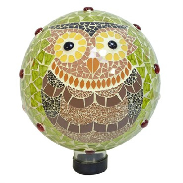 Echo Valley Gazing Globe - Mosaic Glass Owl - 10in
