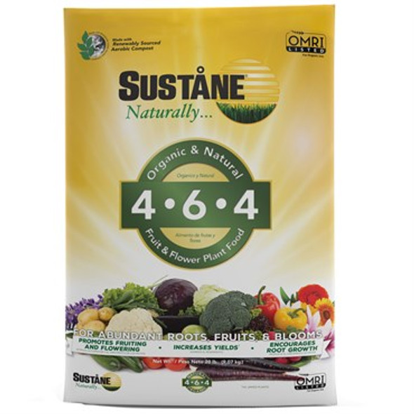 Sustne 4-6-4 Flower Vegetable Plant Food OMRI 20lb  100plt (100PL)