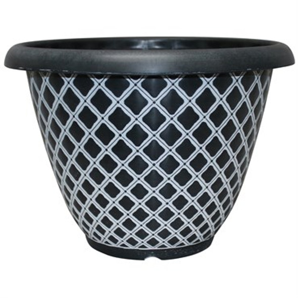 Southern Patio Quilted Planter Bell - Black & White - 13in