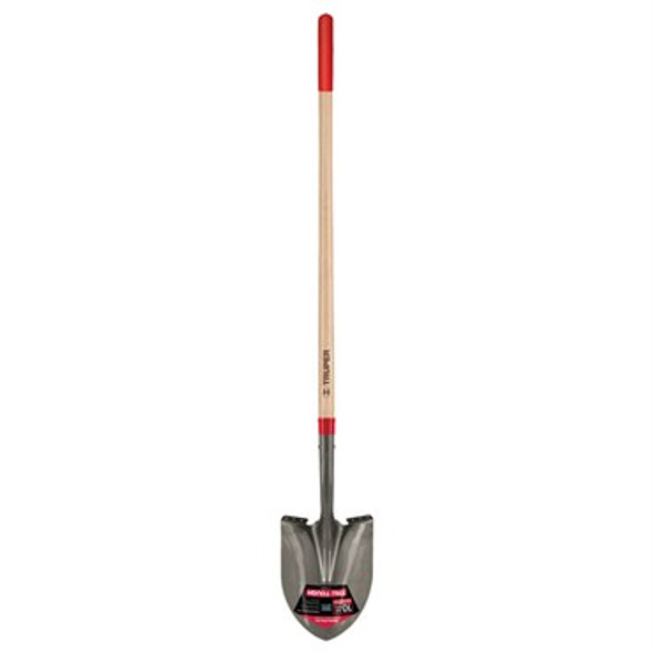 Truper Tru Tough Landscaper Grade Round Point Shovel Extended Steps - 48in Handle with 6in Cushion Grip