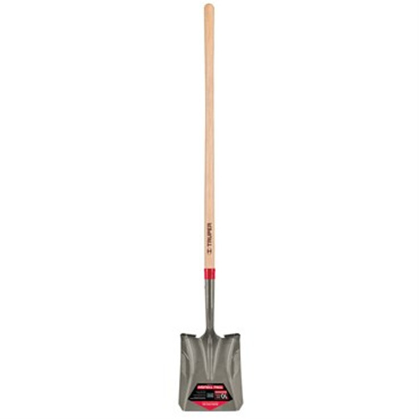 Truper Tru Tough Landscaper Grade Square Point Shovel Long Handle Turned Steps - 48in Handle