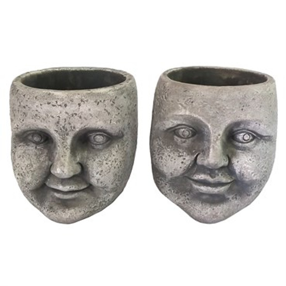 Very Cool Stuff Antiqued Stone Face Planter 4in diam, 12/pk