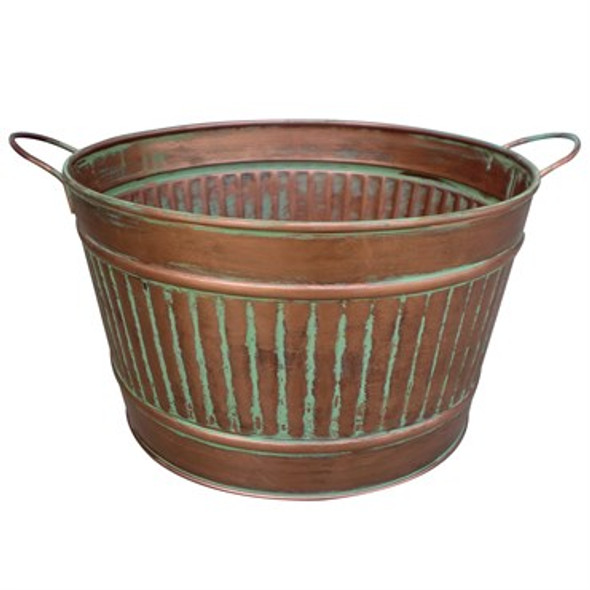 Very Cool Stuff Patina Ribbed Planter 10in diam, 12/pk