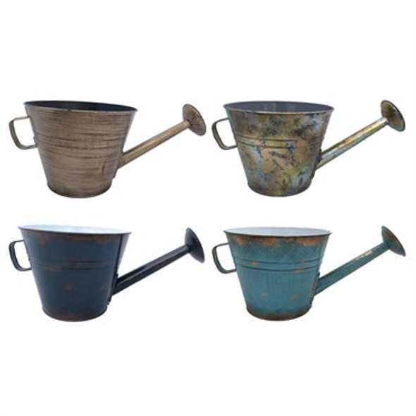 Very Cool Stuff Watering Can Planter Vintage Assortment - 4 Finishes - 10in Diam