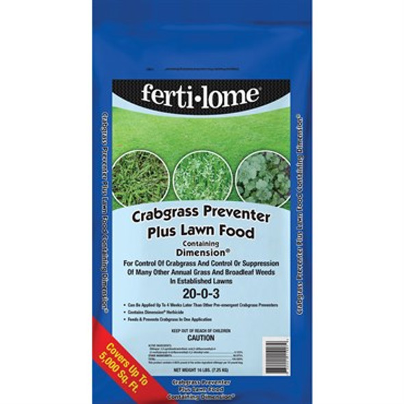 VPG fertilome Crabgrass Preventer Plus Lawn Food containing Dimension 20-0-3 16lb - Covers up to 5,000sq ft