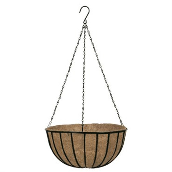 World Source Partners Traditional Hanging Basket with Coco Liner Black - 12in