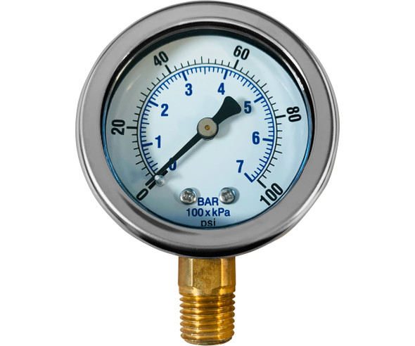 Dilution Solution Pressure Gauge, 0-100 PSI, 1/4 Mount