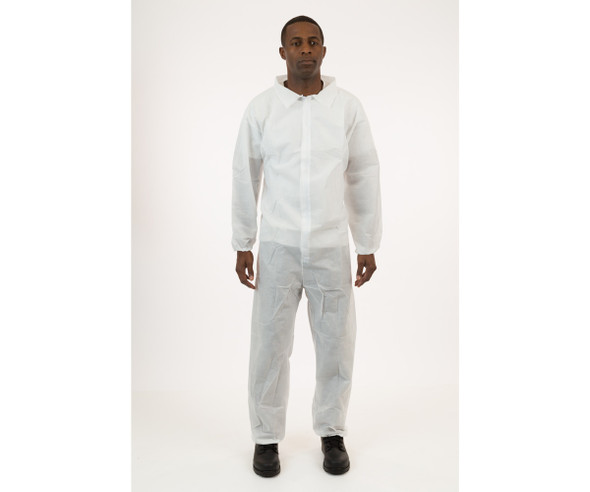 International Enviroguard White SMS Coverall with Elastic Wrist & Ankle, Size Medium, case of 25