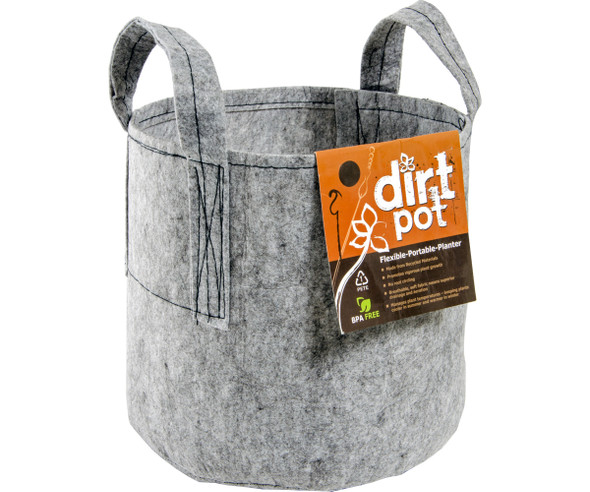 Dirt Pot Flexible Portable Planter, Grey, 300 gal, with handles