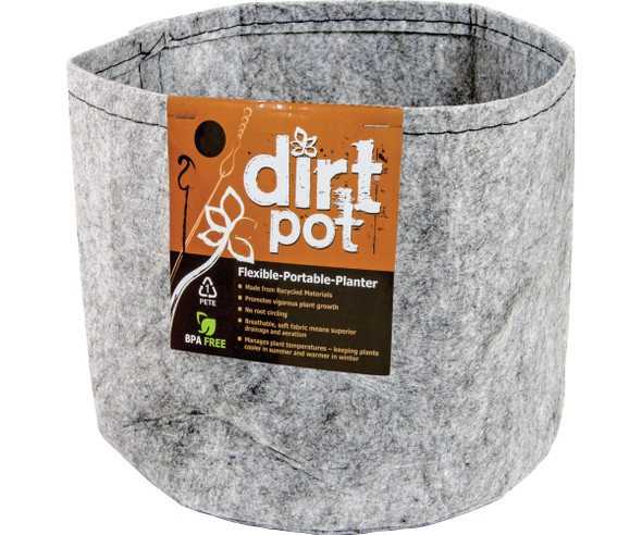 Dirt Pot Flexible Portable Planter, Grey, 3 gallon, no handles