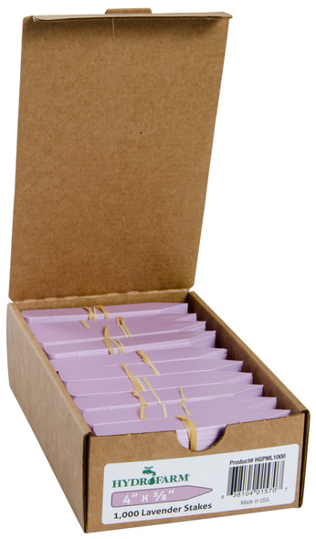 Hydrofarm Plant Stake Labels, Lavender, 4 x 5/8, case of 1000