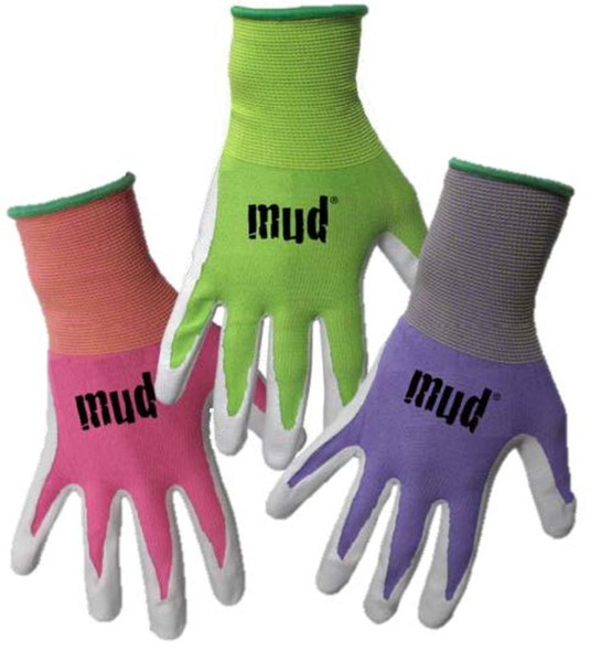 Mud Womens Nylon Seamless Knit Gloves wFlexible Nitrile Palm - LG - 5612