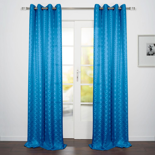 Como Jacquard Design Window Curtain Panel Blue 54x95