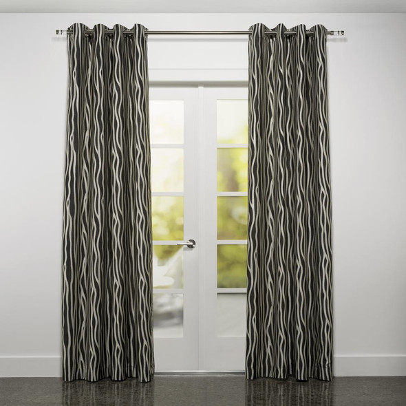 Rialto Jacquard Design Window Curtain Panel Charcoal 54x95