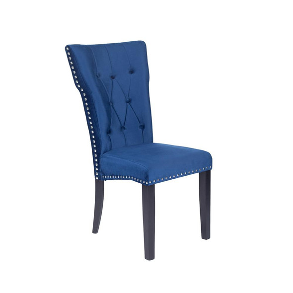 Better Home Products La Costa Velvet Tufted Dining Chair Set of 2 in Blue