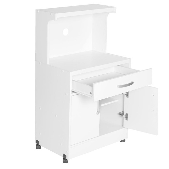 Better Home Products Shelby Kitchen Wooden Microwave Cart in White