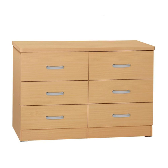 Better Home Products DD & PAM 6 Drawer Engineered Wood Bedroom Dresser in Beech