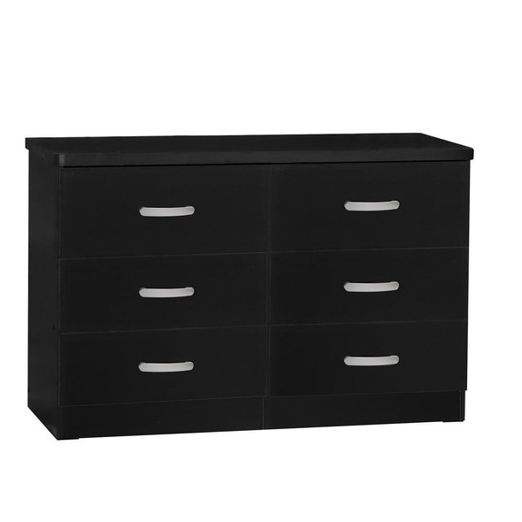 Better Home Products DD & PAM 6 Drawer Engineered Wood Bedroom Dresser in Black