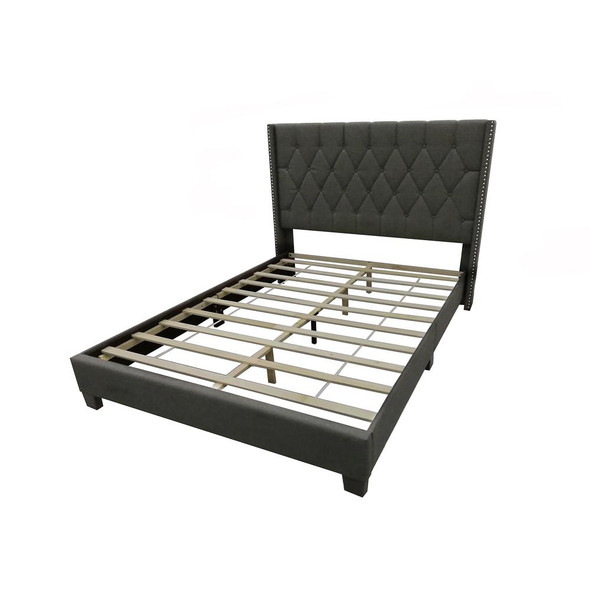 Better Home Products Amelia Fabric Tufted Queen Platform Bed in Charcoal