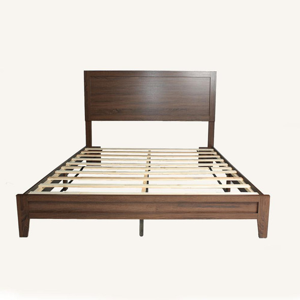 Better Home Products Fox Wood Panel Queen Platform Bed in Brown