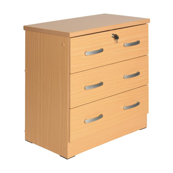 Better Home Products Cindy Wooden 3 Drawer Chest Bedroom Dresser in Beech