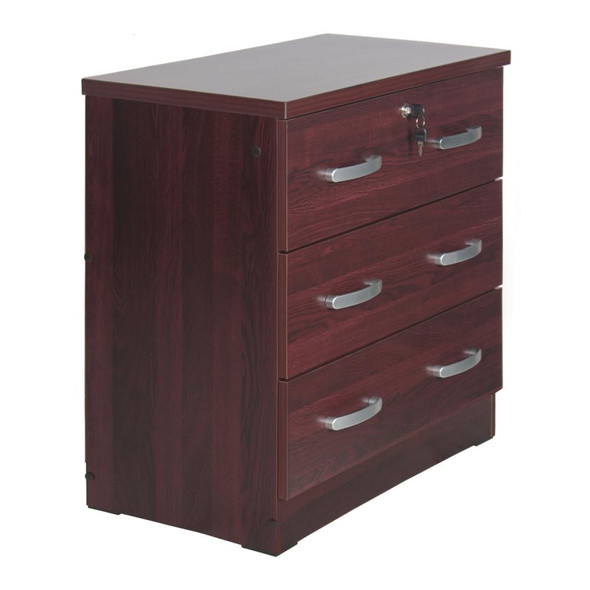 Better Home Products Cindy Wooden 3 Drawer Chest Bedroom Dresser in Mahogany