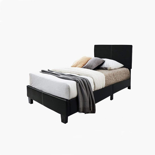 Better Home Products Nora Faux Leather Upholstered Twin Panel Platform Bed Black