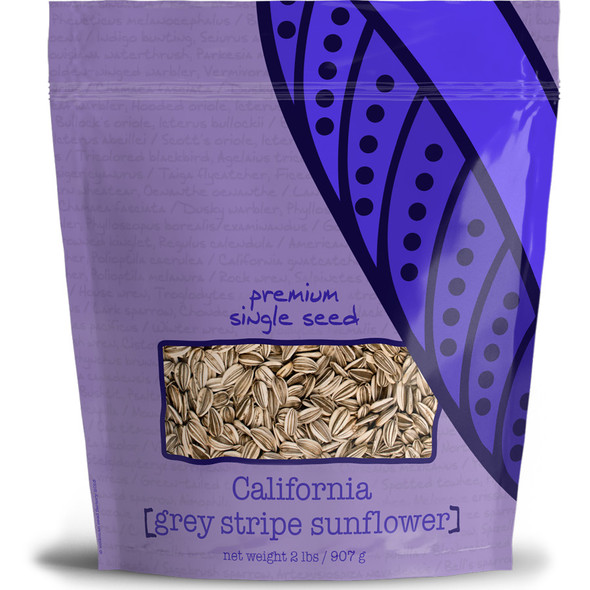 Volkman Seed Company Premium Single Seed California Grey Stripe Sunflower Bird Food - 2 lb