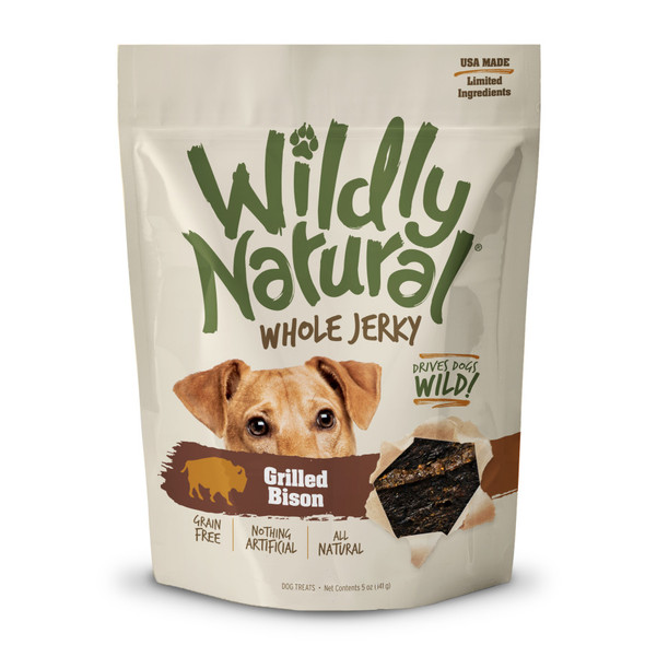 Wildly Natural Whole Jerky Strips Grain-Free Dog Treats - Grilled Bison - 5 oz