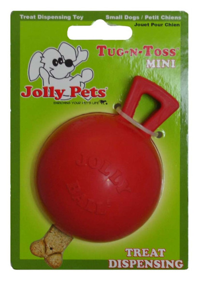 Jolly Pet Tug-n-Toss Mini Dog Toy - Red - 3 in