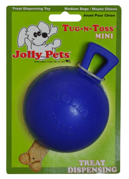 Jolly Pet Tug-n-Toss Mini Dog Toy - Blue - 3 in