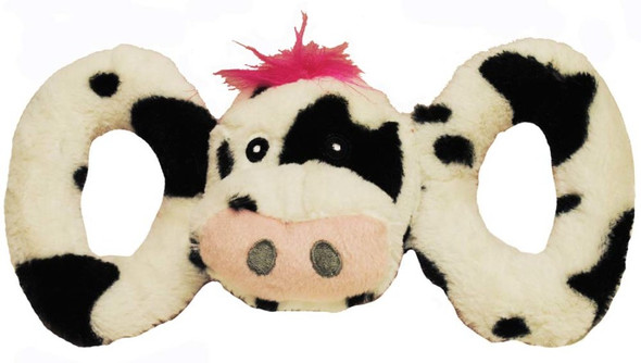 Jolly Pet Tug-a-Mals Cow Dog Toy - White - SM