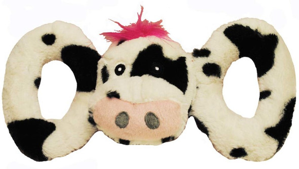Jolly Pet Tug-a-Mals Cow Dog Toy - White - LG