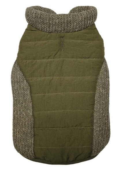 Fashion Pet Reversible Sweater Trim Puffy Coat - Olive - XL