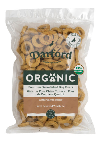 Darford Organic Premium Oven Baked Dog Treats - Peanut Butter - 1 lb
