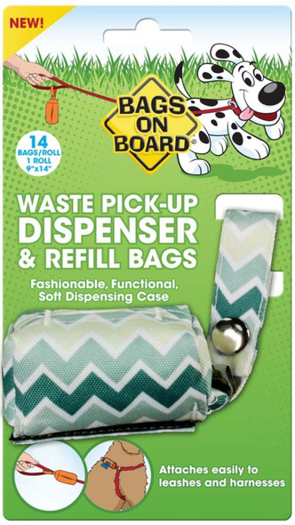 Bags on Board Fashion Waste Pick-up Bag Dispenser - Green - 14 Bags