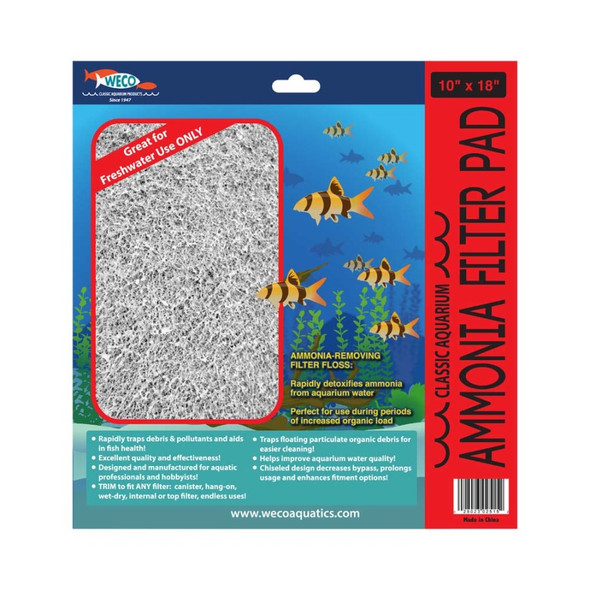 Weco Products Classic Aquarium Ammonia Filter Pad - Grey - 10 In X 18 in
