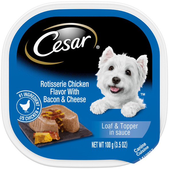 Cesar Loaf & Topper in Sauce Adult Wet Dog Food - Bacon & Cheese - 3.5 oz - 0269