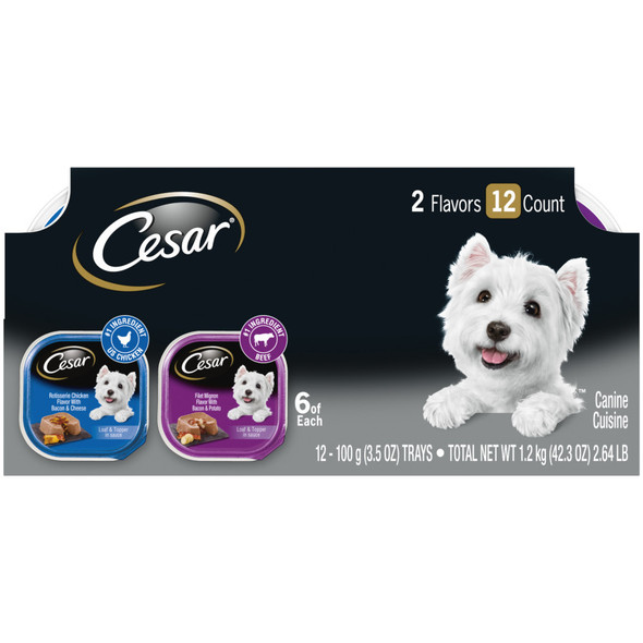 Cesar Loaf & Topper in Sauce Adult Wet Dog Food - Variety Pack (Rotisserie Chicken