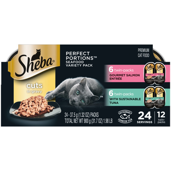 Sheba Perfect Portions Cuts in Gravy Wet Cat Food - Variety Pack (Gourmet Salmon