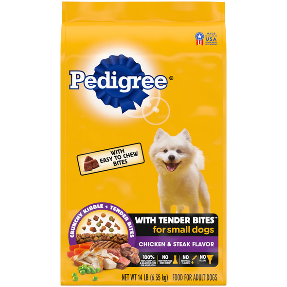 Pedigree Complete Nutrition Tender Bites Small Breed Adult Dry Dog Food - Chicken & Steak - 14 lb